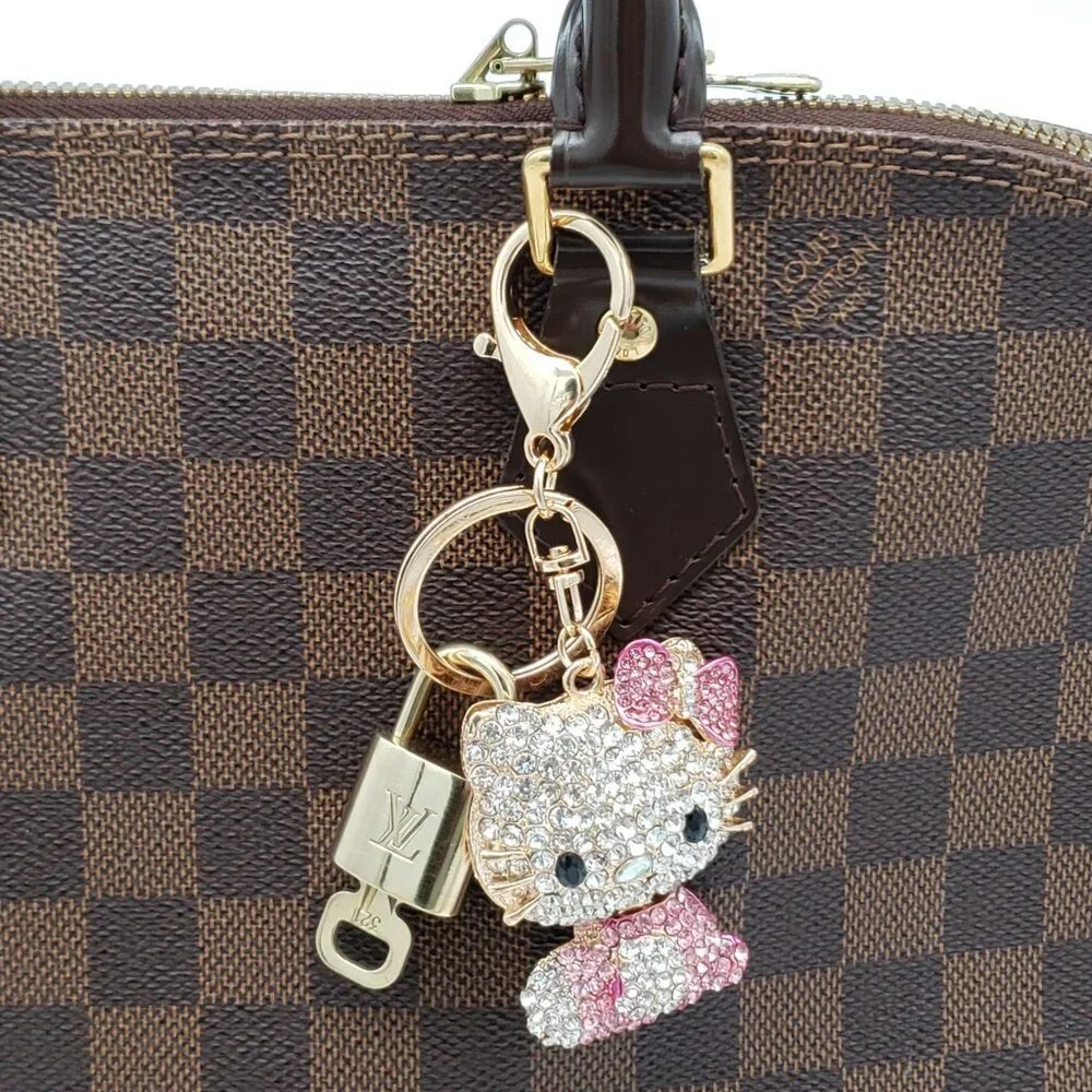 LV Authentic Gold Padlock 🔒 Key Set w/ Unbranded Hello Kitty Keychain Charm